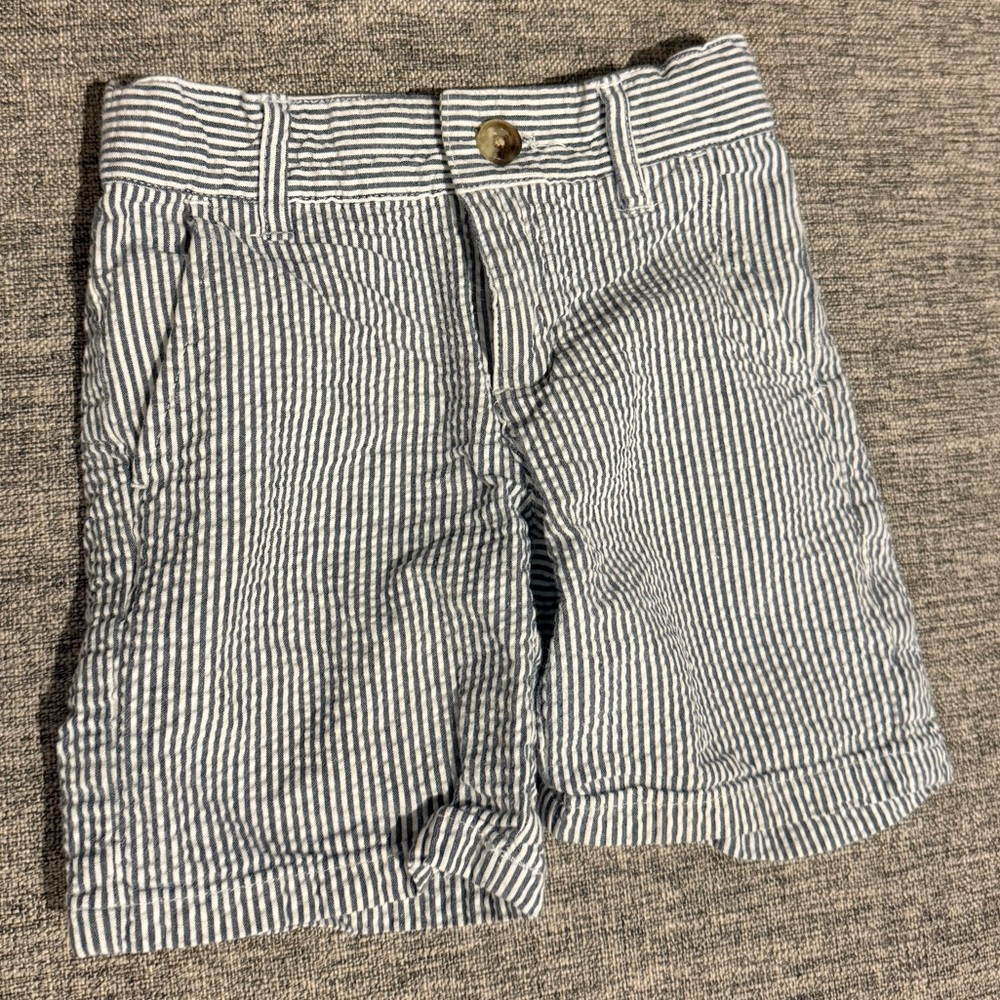 Janie and Jack Navy and White Striped Seersucker Shorts in 2T